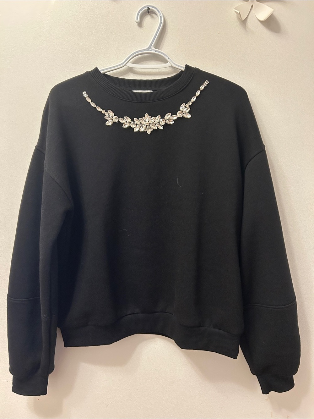 Embellished Black Crewneck Sweatshirt